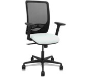 Zulema - Silla de Oficina ergonómica con Mecanismo sincro, Brazos 2D- Respaldo de Malla Transpirable en Color Negro y Asiento tapizados en Tejido Bali Color Blanco. Ruedas de Nailon de 65mm