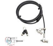 URBAN FACTORY CABLE DE SEGURIDAD CON LLAVE Y DOBLE CABEZAL PARA PORTÁTIL