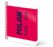 MILAN® Cuaderno A5 con espiral y tapa dura, papel cuadriculado, 80 hojas de 95 gr/m², colección nata®, rosa