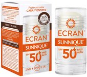 Ecran Sunnique - Crema Sólida FPS 50+, Protección Alta UVB + UVA e IR-A, Anti Polución y Luz Azul, Protege la Piel Facial, Fórmula con VitEox 80, Resistente al Agua - 30 ml