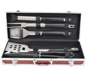Master Grill MG114 Accesorios para Barbacoa Juego de Utensilios para Parrilla, 5 Piezas en Estuche, Pinzas, Tenedor para Parrilla, Pincel, Espátula, Cepillo para Parrilla BBQ