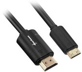2m, HDMI/Mini HDMI cable HDMI HDMI tipo A (Estándar) HDMI Type C (Mini) Negro, Adaptador