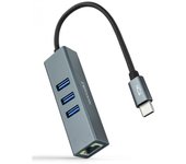 Nanocable Hub USB-C a Ethernet Gigabit + 3x USB 3.0 Aluminio