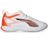 Puma - Bota de fútbol Ultra 5 Match Turf + Mid Niño, Unisex, White-White-Glowing Red, 1 UK