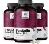 HealthyWorld® 3x Forskolina - de extracto de cóleo 20 mg, en total 180 cápsulas