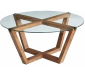 Dmora Mesa de café de madera nueces 75x75 h35 cm