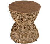 MACABANE Taburete de madera de teca reciclada beige