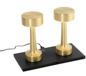 QAZQA Set de 2 lámparas doradas rgbw recargables