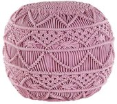 Beliani Puf macramé algodón rosa 40 cm 40 cm 40 cm