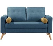 Unique Sofá fijo poliéster 2 plazas azul 130x81cm