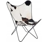 J-line Sillón de metal y piel de vaca 92x65x90 cm