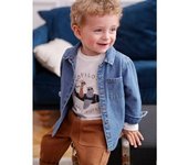 VERTBAUDET Camisa vaquera con automáticos personalizable para bebé stone