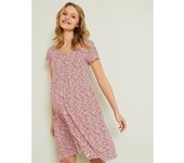 VERTBAUDET Vestido vaporoso evolutivo para embarazo y lactancia marron claro estampado