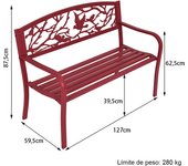 Costway Banco de Jardín de 2 Plazas Banco de Metal para Jardín Patio Veranda Pórtico 127 x 59,5 x 87,5 cm