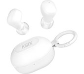 Ksix Neutron Auriculares Inalámbricos, Usb-c, Diseño Compacto, Mosquetón, 4h+16h Auto., Llamadas, Blanco