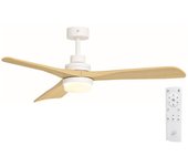 Soler & Palau HTD-135 DC OAK Ventilador de Techo con Luz y Mando a Distancia 56W Blanco/Roble Claro