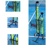 Carro portapelotas Tenis/Pádel: Cesto movible y separadores redondos para dos tubos recogepelotas y capacidad para 80 pelotas