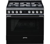Smeg Portofino CPF9GPBL Cocina de Gas 6 Zonas + Horno Pirolítico Negra