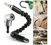 Adaptador para Taladro de Ángulo Recto de 105 Grados con Eje Flexible y Extensión con Porta Puntas de Destornillador