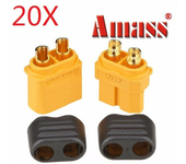 20 pares de conectores macho y hembra Amass XT60+ con cubierta