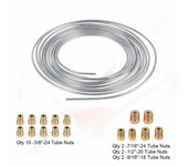 Bobina de 25 pies de tubo de freno y combustible de acero zincado de 3/16" de diámetro exterior, con kit de 16 accesorio