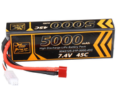 Batería de Lipo de 7.4V 5000mAh 45C 2S ZOP Power con enchufe T para coche de carreras RC 1/10