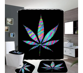 Bakeey Cortina con estampado de hojas de plantas para ducha de baño Juego de alfombrillas antideslizantes para baño Cubi