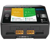 Cargador de Lipo de doble canal HOTA D6 Pro AC 200W DC 650W 15A*2 con carga inalámbrica para batería NiZn/Nicd/NiMH