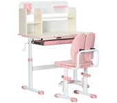 Homcom Juego De Escritorio Y Silla Para Niños De +3 Años 80x52x88-109 Cm Rosa
