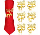 Elegant Golden & Silvery Elk Napkin Rings - Set of 6/12, Perfect for Christmas Dinners, Weddings & Holiday Table Decor