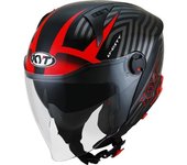 KYT D-City Lucent Casco Jet - Negro Rojo