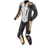 Arlen Ness Race-X Traje de cuero de motocicleta de dos piezas - Negro Blanco Oro (48)