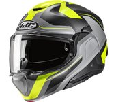 HJC F100 Bios Casco - Negro Gris Amarillo (L)