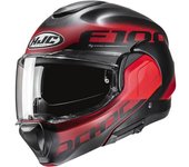 HJC F100 Hetal Casco - Negro Rojo (S)
