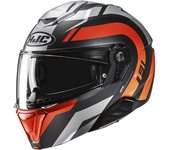 HJC i91 Arven Casco - Negro Naranja Plata (M)