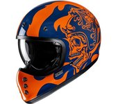 HJC V60 Flame Casco - Azul Naranja (2XL)