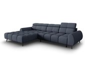 Micadoni Home Sofá esquinero eléctrico 5 plazas de tejido estructural azul oscuro