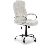HOMN Sillón de oficina elevable y reclinable piel sintética, color blanco