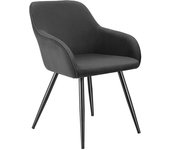 Tectake Silla de comedor con diseño de pana 58 x 62 x 82 cm antracita/negro