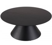 MACABANE Mesa de centro redonda con patas cónicas de metal negra de 78x78 cm