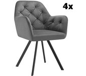 Tectake 4 sillas de comedor 360º con reposabrazos y de terciopelo, antracita