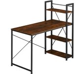 Tectake Escritorio estilo industrial 3 estantes 122x61x120 cm madera oscura