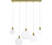 Maisons du Monde Lámpara de techo con 5 bolas de cristal y metal dorado