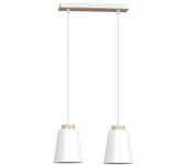 Wonderlamp Regleta de techo 2 luces con pantallas blancas y detalles en madera