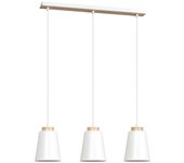 Wonderlamp Regleta de techo 3 luces con pantallas blancas y detalles en madera