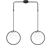 Wonderlamp Regleta techo 2 luces negro forma de aro con esfera de cristal opal
