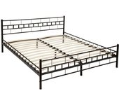 Tectake Cama de matrimonio con cabecero pie de acero y somier de láminas de