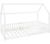 ML-Design Cama infantil con reja protectora estructura madera blanco 200x90cm