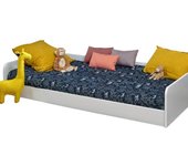 ID Kids Cama montessori con somier y colchón madera maciza  blanco 90x190 cm
