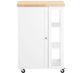 SoBuy Carrito auxiliar de cocina tres estantes y una puerta Vidrio blanco